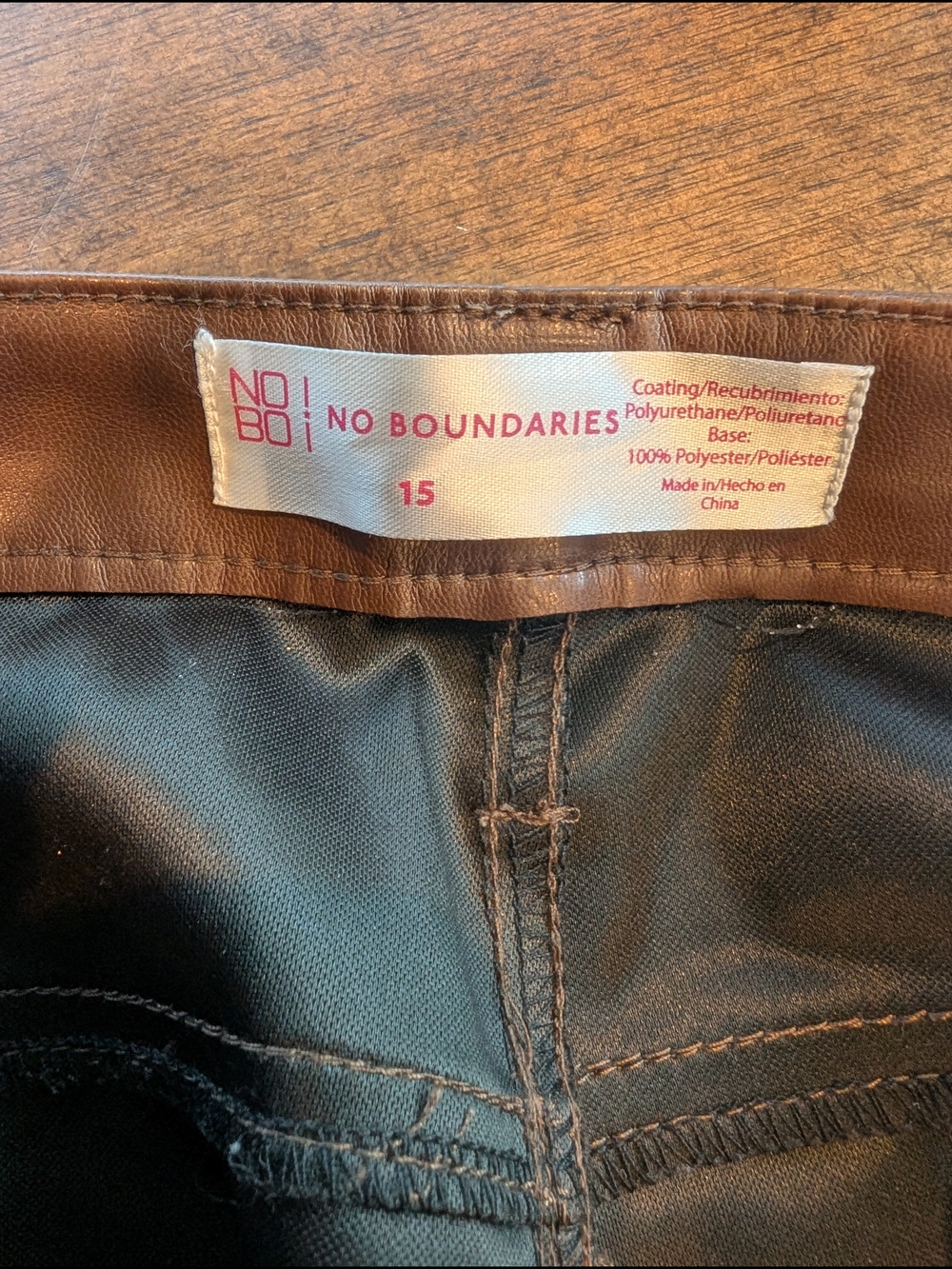 Brown Faux Leather Pants High Waist straight Leg - Picture 3 of 4